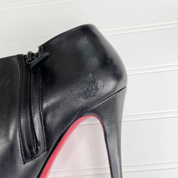 Christian Louboutin Shoes Heels Platform Ankle Boots Miss 120 Bootie Leather Bla - Picture 10 of 16
